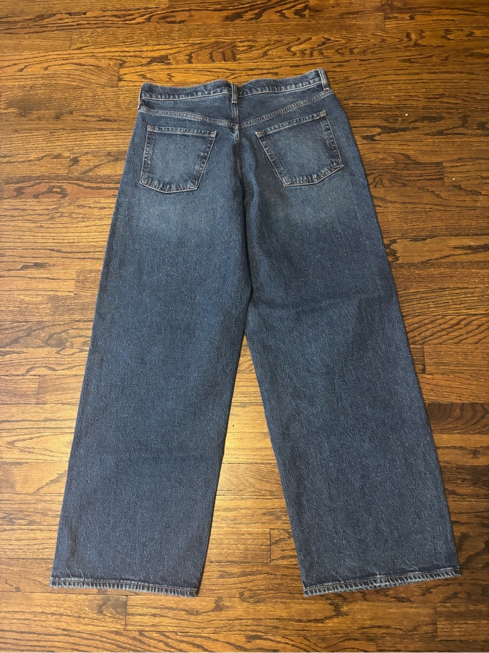 Old Navy Mid Rise The Slouchy Baggy Wide Leg Dark Wish Regular Jeans - Picture 6 of 6